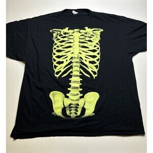 FOTL Halloween Black T-Shirt Glow-in-the-Dark Skeleton Torso Ribcage Size 3XL
